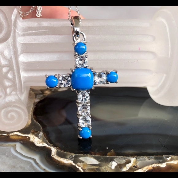 Pangea Mines Ceruleite & Topaz Cross MSRP $399 - Picture 3 of 5
